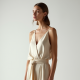 French Style Square Neck Silk Wrap Pants