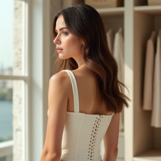 Preppy Square Neck Organza Corset Top