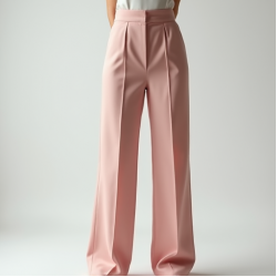 Pastel Pink Square Neck Satin High-Waisted Trousers