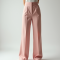 Pastel Pink Square Neck Satin High-Waisted Trousers
