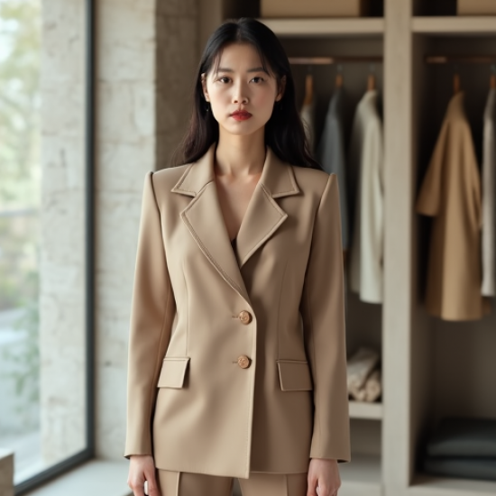 Korean Chic Solid Color Ruffled Double-Breasted Blazer