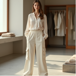Minimalist Organza Square Neck Cargo Pants