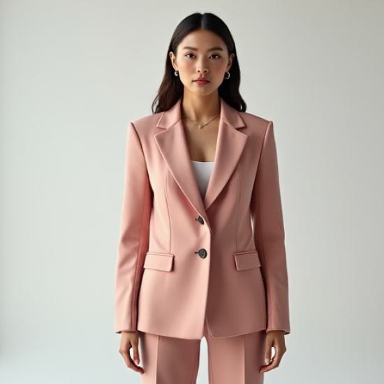 Pastel Pink Tiered Velvet Tailored Blazer