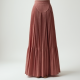 Dusty Rose Cut-Out Tweed Pleated Maxi Skirt