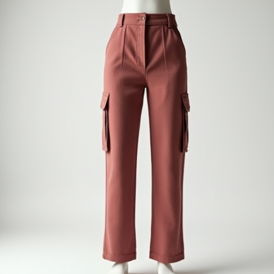 Dusty Rose Cut-Out Tweed Cargo Pants