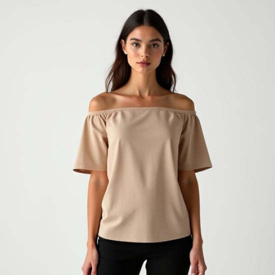 Oatmeal Chiffon Off-Shoulder Graphic Tee
