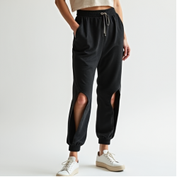 Korean Chic Abstract Print Split Thigh Relaxed Joggers