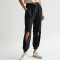 Korean Chic Abstract Print Split Thigh Relaxed Joggers