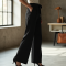 Classic Black Wrap Wide-Leg Pants