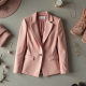 Pastel Pink Tiered Velvet Tailored Blazer