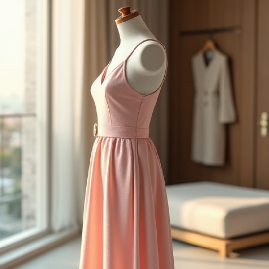 Pastel Pink Jacquard Belted Slip Dress