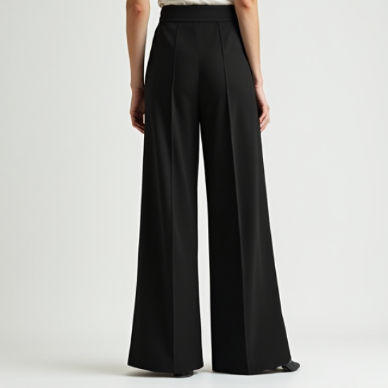 Classic Black Wrap Wide-Leg Pants