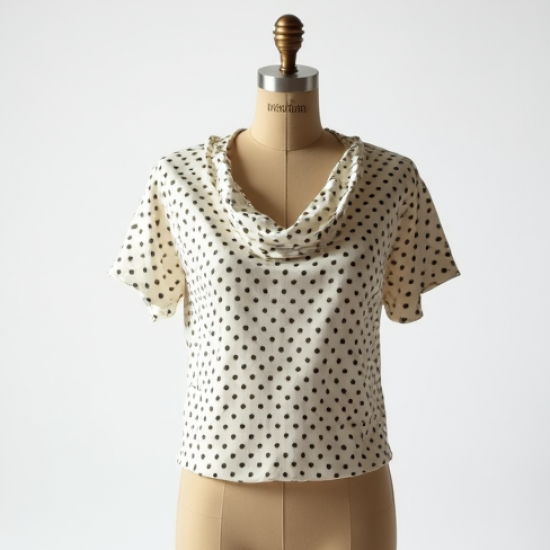 Vintage Polka Dot Cowl Neck Top