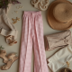 Pastel Pink Gingham Square Neck Wide-Leg Pants