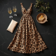 Retro Animal Print Tiered Evening Gown