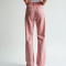 Pastel Pink Abstract Print Cowl Neck Straight Jeans