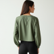 Sage Green Square Neck Silk Blouse