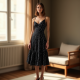 Vintage Polka Dot Tea Length Satin Slip Skirt