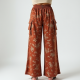 Boho Floral Print Tiered Cargo Pants