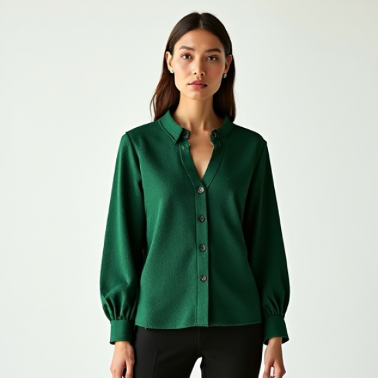 Emerald Green Houndstooth Cut-Out Blouse