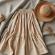 Oatmeal Gingham Smocked Tiered Boho Skirt