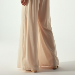 Classic Off-Shoulder Organza Wide-Leg Pants