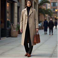 Minimalist Linen Column Wool Longline Coat