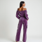Lavender Off-Shoulder Velvet Cargo Pants