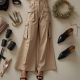 French Style Double-Breasted Tulle Cargo Pants