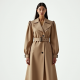 French Style Puff Sleeve Square Neck Trench Coat
