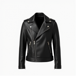Classic Solid Color Wrap Front Biker Jacket