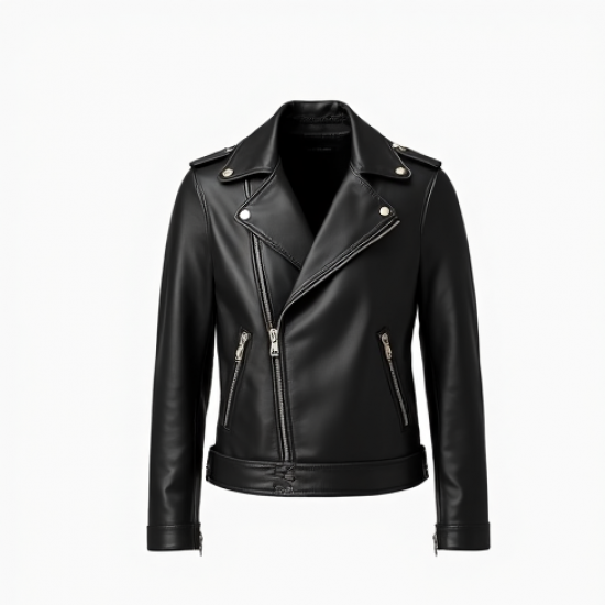 Classic Solid Color Wrap Front Biker Jacket