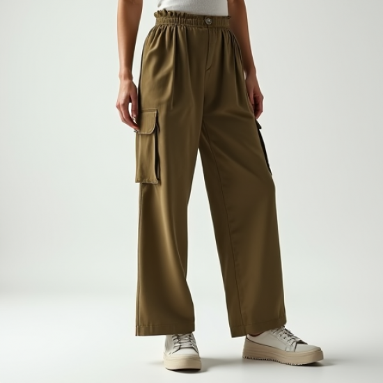 Retro Pleated Georgette Cargo Pants