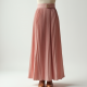 Pastel Pink Cashmere Blend Belted Pleated Maxi Skirt
