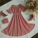 Retro Pleated Georgette Tea Dress