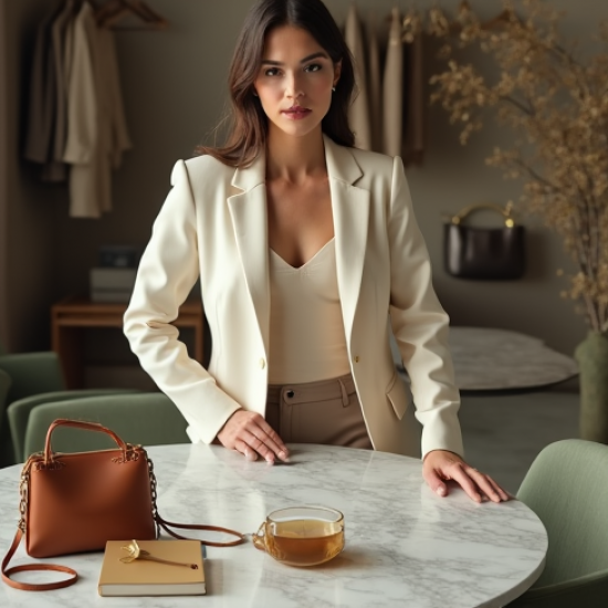 Preppy Square Neck Organza Tailored Blazer