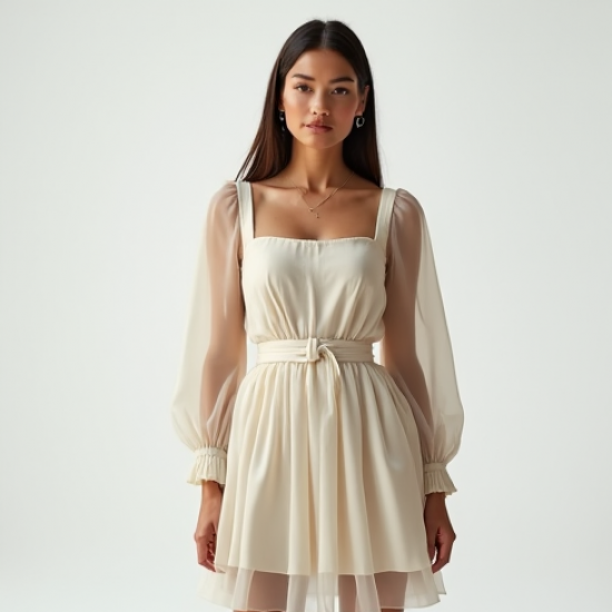 Preppy Square Neck Tulle Trench Coat