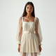 Preppy Square Neck Tulle Trench Coat