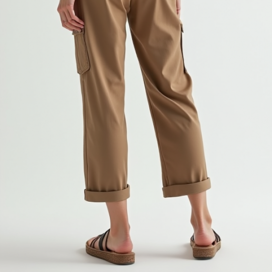 Oatmeal Chiffon Off-Shoulder Cargo Pants
