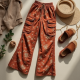 Boho Floral Print Tiered Cargo Pants