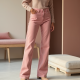Pastel Pink Tiered Velvet Straight Jeans