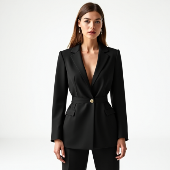 Classic Black Wrap Tailored Blazer