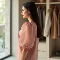 Dusty Rose Organza Puff Sleeve Puff Sleeve Top