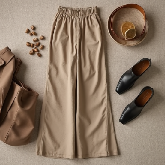 Minimalist Linen Column Wide-Leg Pants