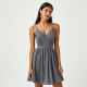 Modern Urban Striped Backless Tea Dress