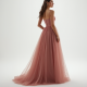 Preppy Square Neck Tulle Evening Gown