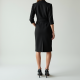 Midnight Black Jacquard V-Neck High-Waist Pencil Skirt
