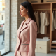 Pastel Pink Square Neck Satin Biker Jacket