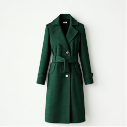 Emerald Green Houndstooth Cut-Out Trench Coat