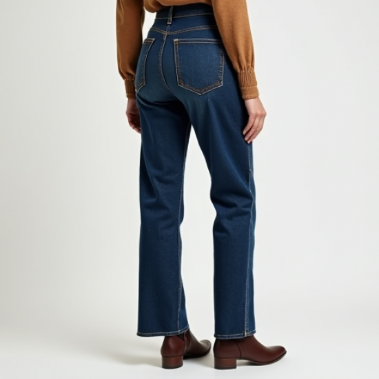 Boho Smocked Wool Blend Straight Jeans